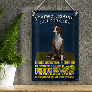 Blechschild Hund 20x30cm Staffordshire Bullterrier