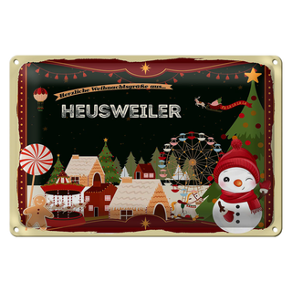 Blechschild Weihnachten Grüße HEUSWEILER 30x20cm