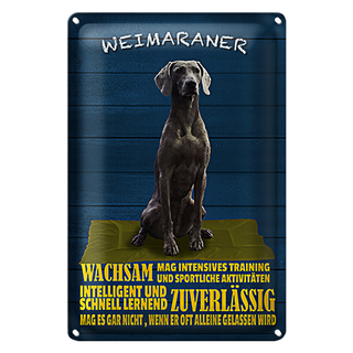 Blechschild Spruch 20x30cm Weimaraner Hund wachsam schnell