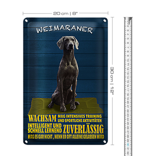 Blechschild Spruch 20x30cm Weimaraner Hund wachsam schnell