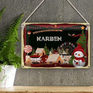 Blechschild Weihnachten Grüße aus KARBEN 30x20cm