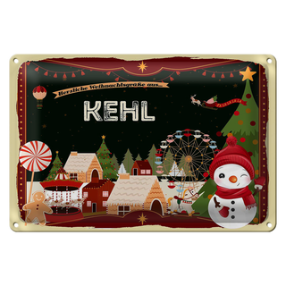 Blechschild Weihnachten Grüße KEHL FEST 30x20cm