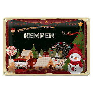 Blechschild Weihnachten Grüße aus KEMPEN 30x20cm
