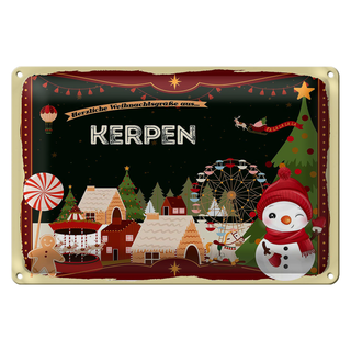 Blechschild Weihnachten Grüße aus KERPEN 30x20cm