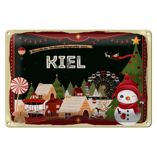 Blechschild Weihnachten Grüße KIEL FEST 30x20cm