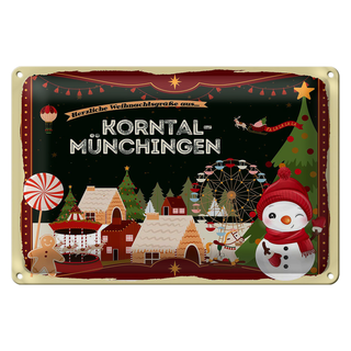 Blechschild Weihnachten Grüße KORNTAL-MÜNCHINGEN 30x20cm