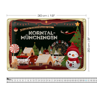 Blechschild Weihnachten Grüße KORNTAL-MÜNCHINGEN 30x20cm