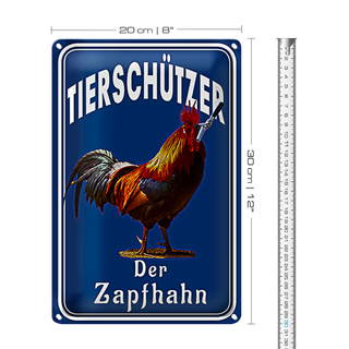 Blechschild Spruch 20x30cm Tierschützer der Zapfhahn