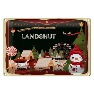 Blechschild Weihnachten Grüße LANDSHUT 30x20cm
