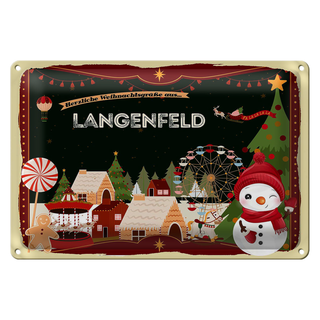 Blechschild Weihnachten Grüße LANGENFELD 30x20cm