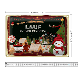 Blechschild Weihnachten Grüße LAUF AN DER PEGNITZ 30x20cm