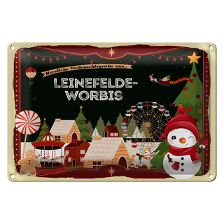 Blechschild Weihnachten Grüße LEINEFELDE-WORBIS 30x20cm