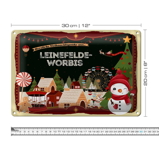 Blechschild Weihnachten Grüße LEINEFELDE-WORBIS 30x20cm