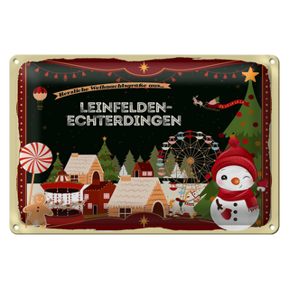 Blechschild Weihnachten Grüße LEINEFELDEN-ECHTERDINGEN 30x20cm