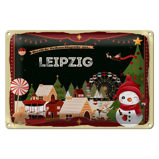 Blechschild Weihnachten Grüße aus LEIPZIG 30x20cm