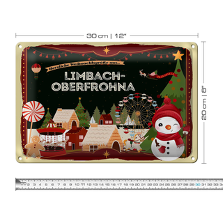 Blechschild Weihnachten Grüße LIMBACH-OBERFROHNA 30x20cm