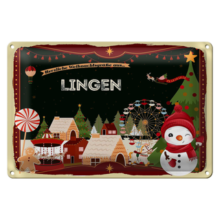 Blechschild Weihnachten Grüße aus LINGEN 30x20cm