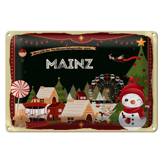 Blechschild Weihnachten Grüße MAINZ FEST 30x20cm