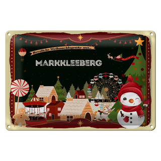 Blechschild Weihnachten Grüße MARKKLEEBERG 30x20cm