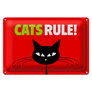 Blechschild Spruch 30x20cm Cats rule Katze