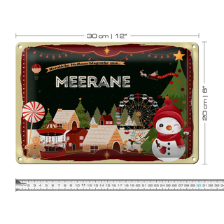 Blechschild Weihnachten Grüße aus MEERANE 30x20cm
