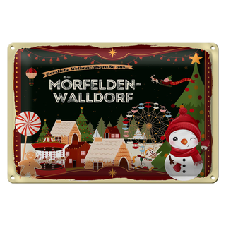 Blechschild Weihnachten Grüße MÖRFELDEN-WALLDORF 30x20cm