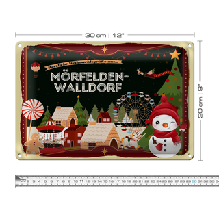 Blechschild Weihnachten Grüße MÖRFELDEN-WALLDORF 30x20cm