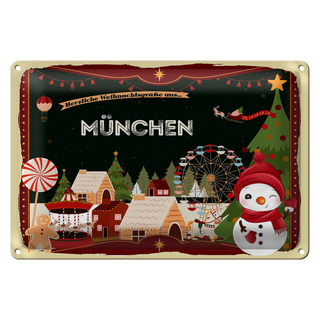 Blechschild Weihnachten Grüße aus MÜNCHEN 30x20cm
