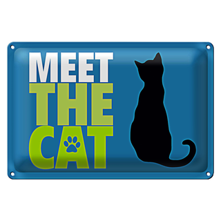 Blechschild Katzenliebhaber 30x20cm meet the cat Katze