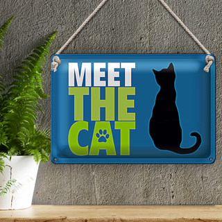 Blechschild Katzenliebhaber 30x20cm meet the cat Katze