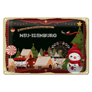 Blechschild Weihnachten Grüße NEU-ISENBURG 30x20cm
