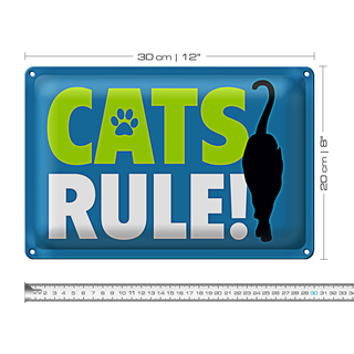 Blechschild Katzenliebhaber 30x20cm cats rule Katze
