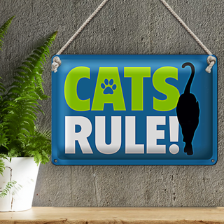 Blechschild Katzenliebhaber 30x20cm cats rule Katze