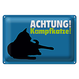 Blechschild Spruch 30x20cm Achtung Kampfkatze Katze