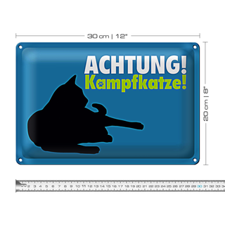 Blechschild Spruch 30x20cm Achtung Kampfkatze Katze