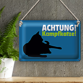 Blechschild Spruch 30x20cm Achtung Kampfkatze Katze