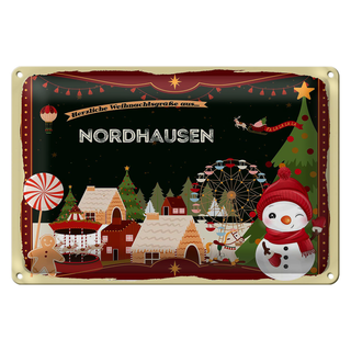 Blechschild Weihnachten Grüße NORDHAUSEN 30x20cm