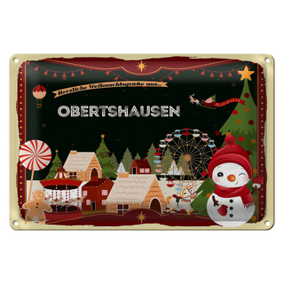 Blechschild Weihnachten Grüße OBERTSHAUSEN 30x20cm
