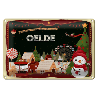 Blechschild Weihnachten Grüße OELDE FEST 30x20cm