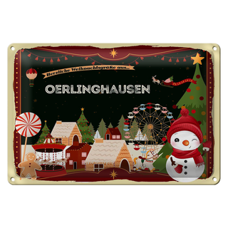 Blechschild Weihnachten Grüße aus OERLINGHAUSEN 30x20cm