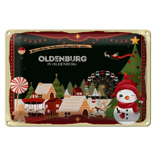 Blechschild Weihnachten Grüße aus OLDENBURG IN OLDENBURG 30x20cm