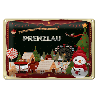 Blechschild Weihnachten Grüße PRENZLAU 30x20cm