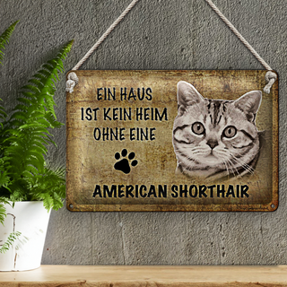 Blechschild Spruch 30x20cm American Shorthair Katze