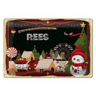 Blechschild Weihnachten Grüße aus REES 30x20cm