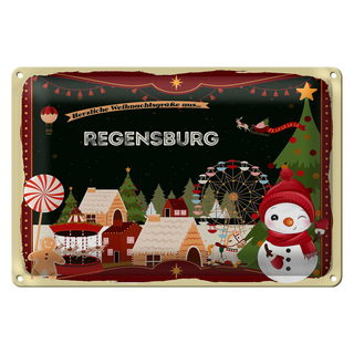 Blechschild Weihnachten Grüße REGENSBURG 30x20cm