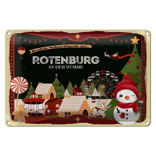 Blechschild Weihnachten Grüße aus ROTENBURG AN DER WÜMME 30x20cm