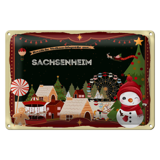 Blechschild Weihnachten Grüße SACHSENHEIM 30x20cm