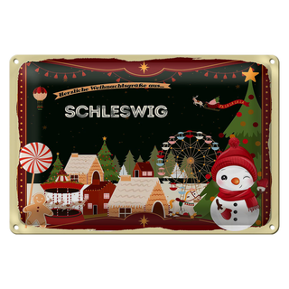 Blechschild Weihnachten Grüße SCHLESWIG 30x20cm