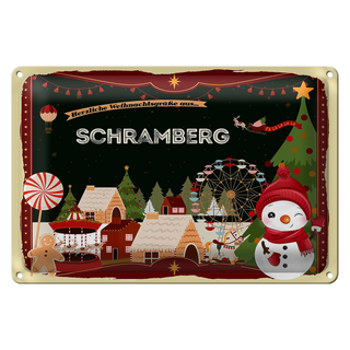 Blechschild Weihnachten Grüße SCHRAMBERG 30x20cm