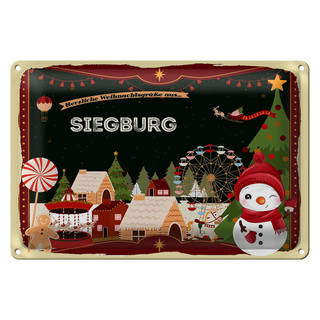 Blechschild Weihnachten Grüße SIEGBURG 30x20cm